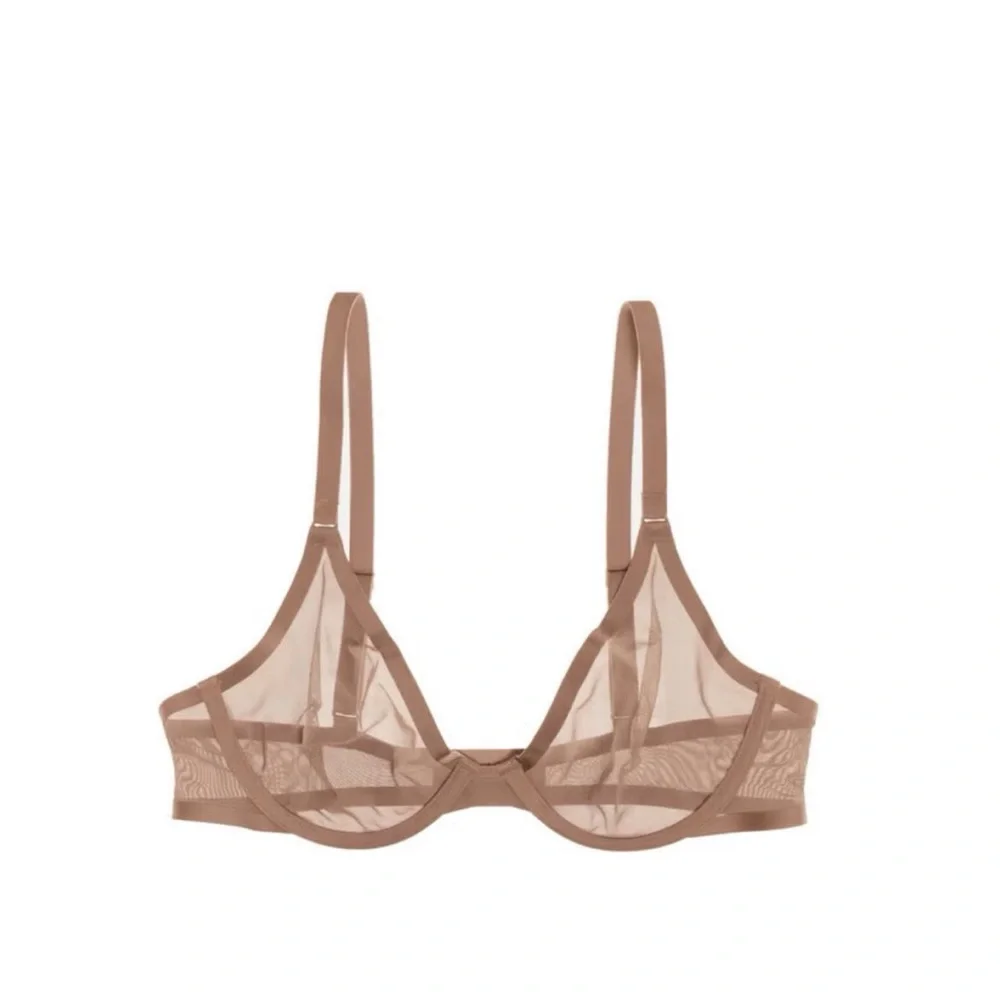 CUUP The‎ Mesh Taupe Beige Plunge Bra 34B